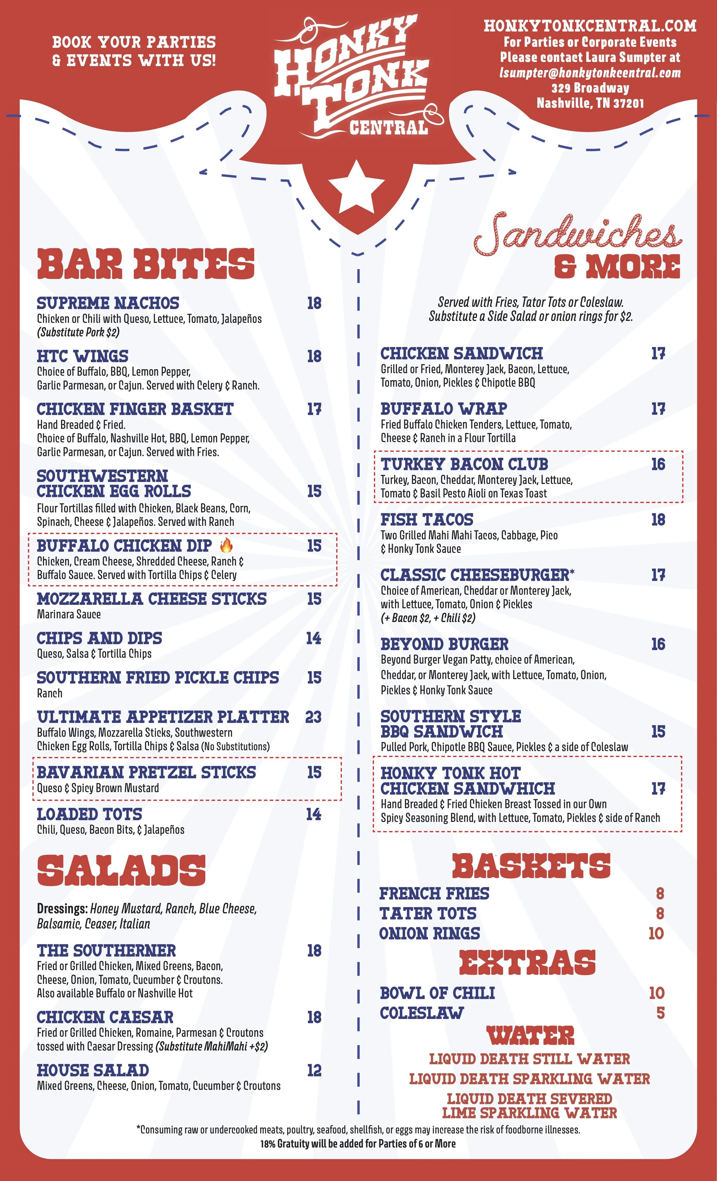 MENU | Explore Our Menu Today — Honky Tonk Central